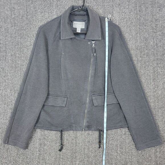 Marrakech Jacket Womens Medium Gray Stretchy Moto Asymmetrical Boho Zip Up - Picture 5 of 13